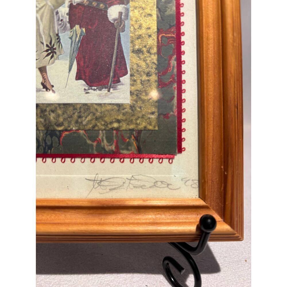 Vintage 1998 Handmade Art, "A Merry Christmas to You" Framed Collage, Signed - Picture 4 of 4